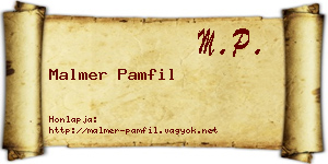 Malmer Pamfil névjegykártya
